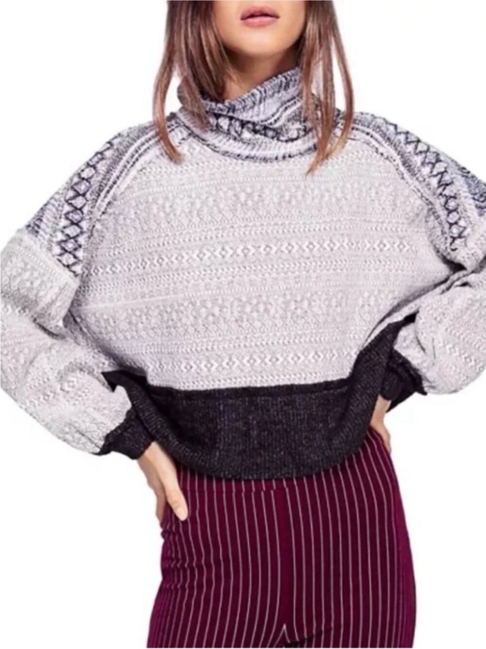Free People Sweaters We The Free At The Lodge Fair Isle Cropped Top